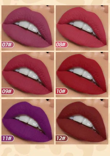 6 UNIDS/SET BRILLO DE LABIOS MATE DE TERCIOPELO