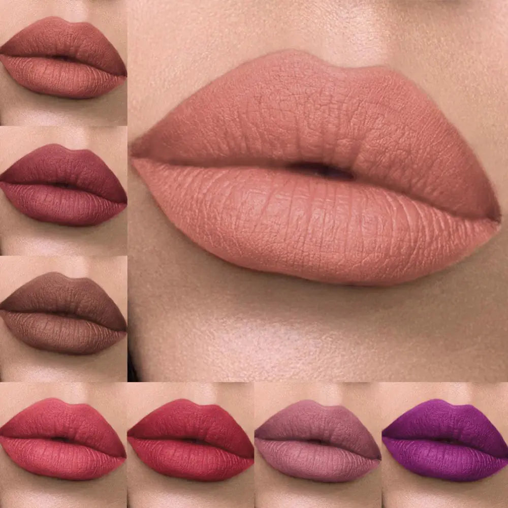 6 UNIDS/SET BRILLO DE LABIOS MATE DE TERCIOPELO